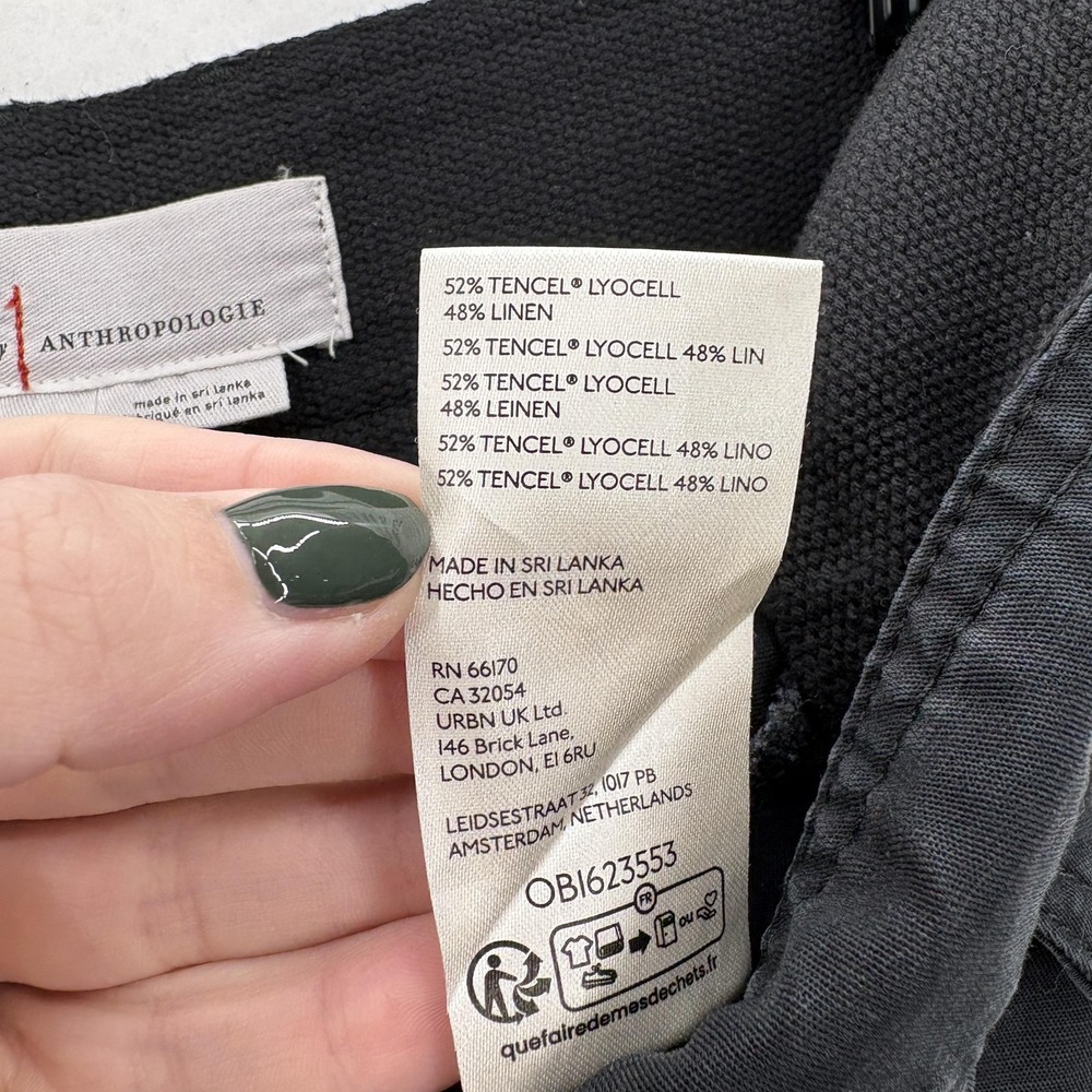 Anthropologie Aviator Cargo Pants Womens 2 Black Linen Blend Utility Taper Camp - Picture 6 of 15